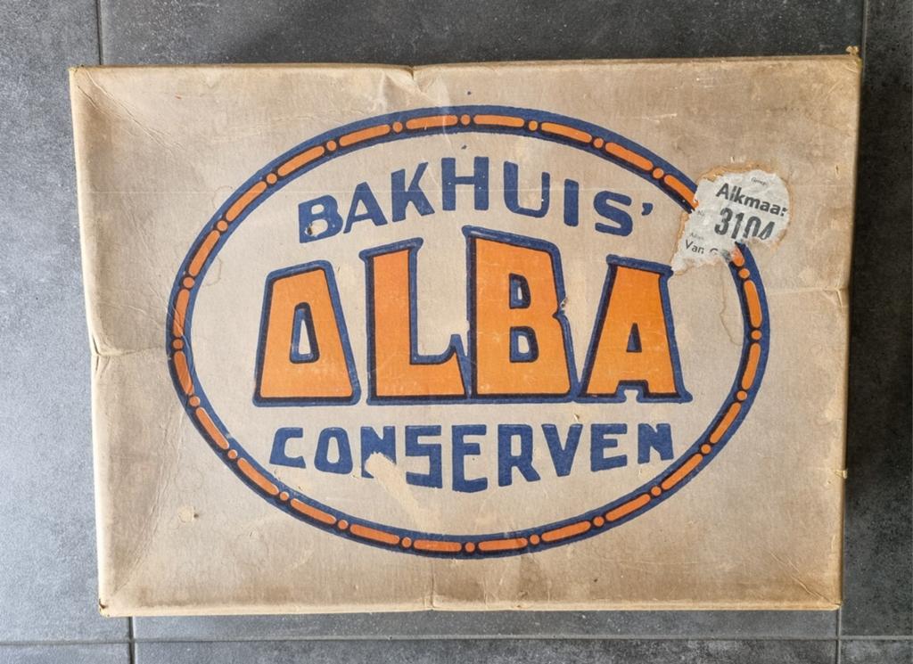 Zeer oude Bakhuys Alba Conserven  Doos, Ophalen
