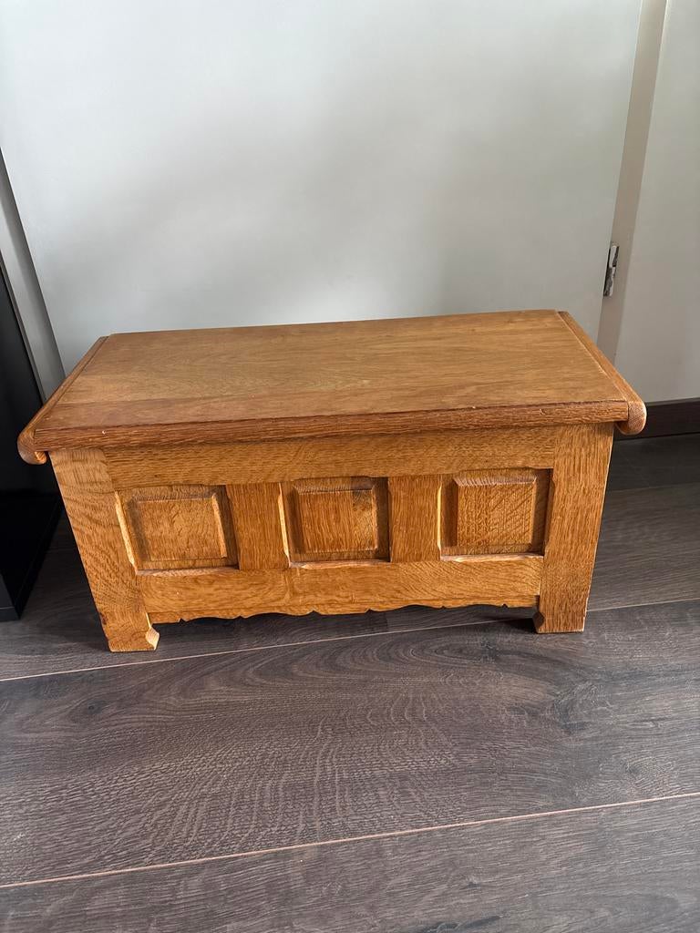 Massief mini eikenhouten kist/bankje met opbergruimte, Ophalen, Zo goed als nieuw, Minder dan 50 cm
