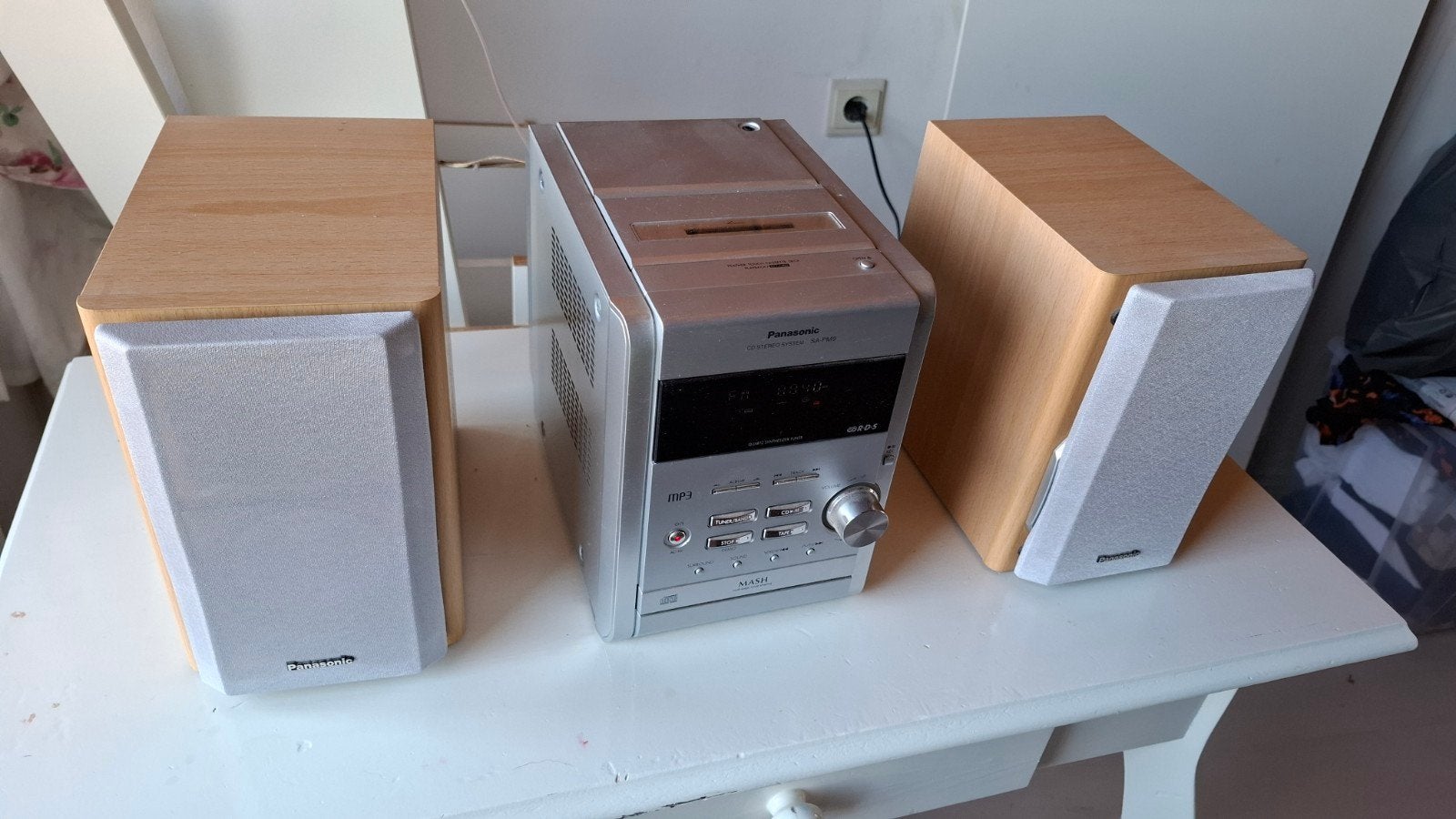 mini stereo toren met speakers cassette cd radio, Gebruikt, Tuner of Radio, Microset, Ophalen