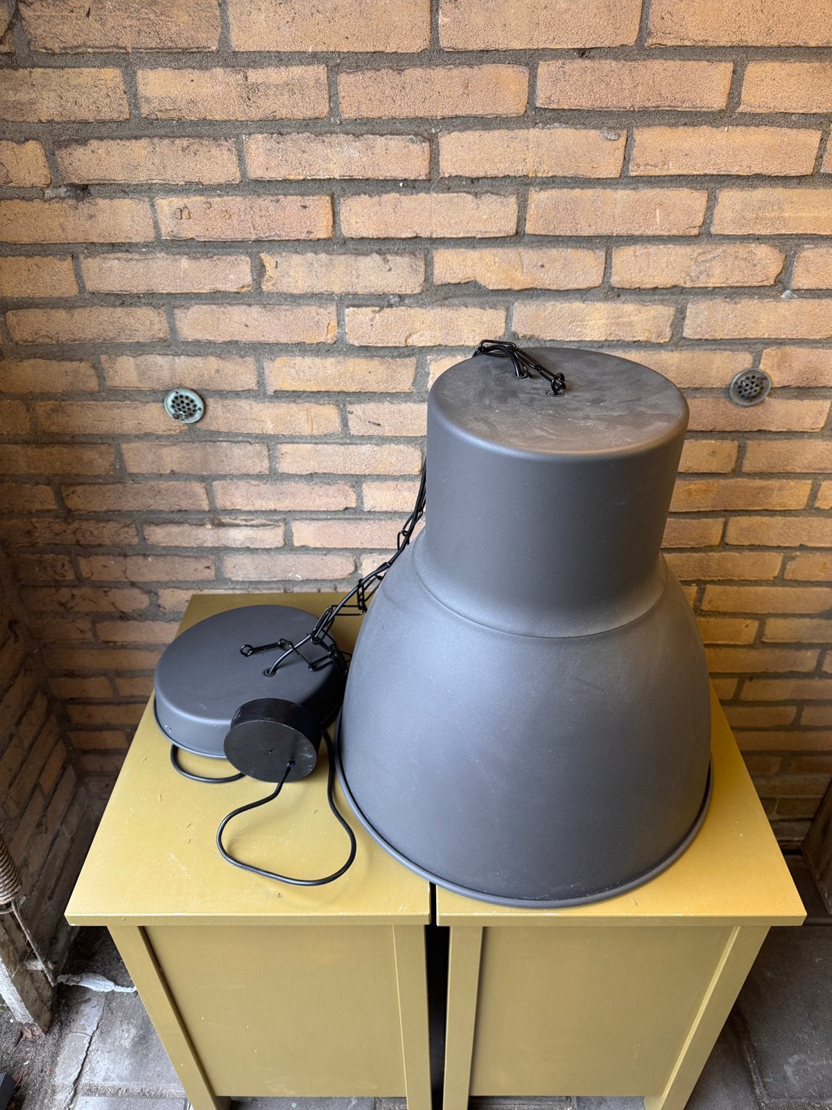 IKEA Hektar Hanglamp 38 cm grijs, Ophalen, Zo goed als nieuw, Rond, 25 tot 50 cm