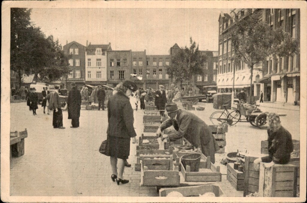 Heerlen - Markt - Marktkramen, Ophalen of Verzenden, 1940 tot 1960, Gelopen, Limburg