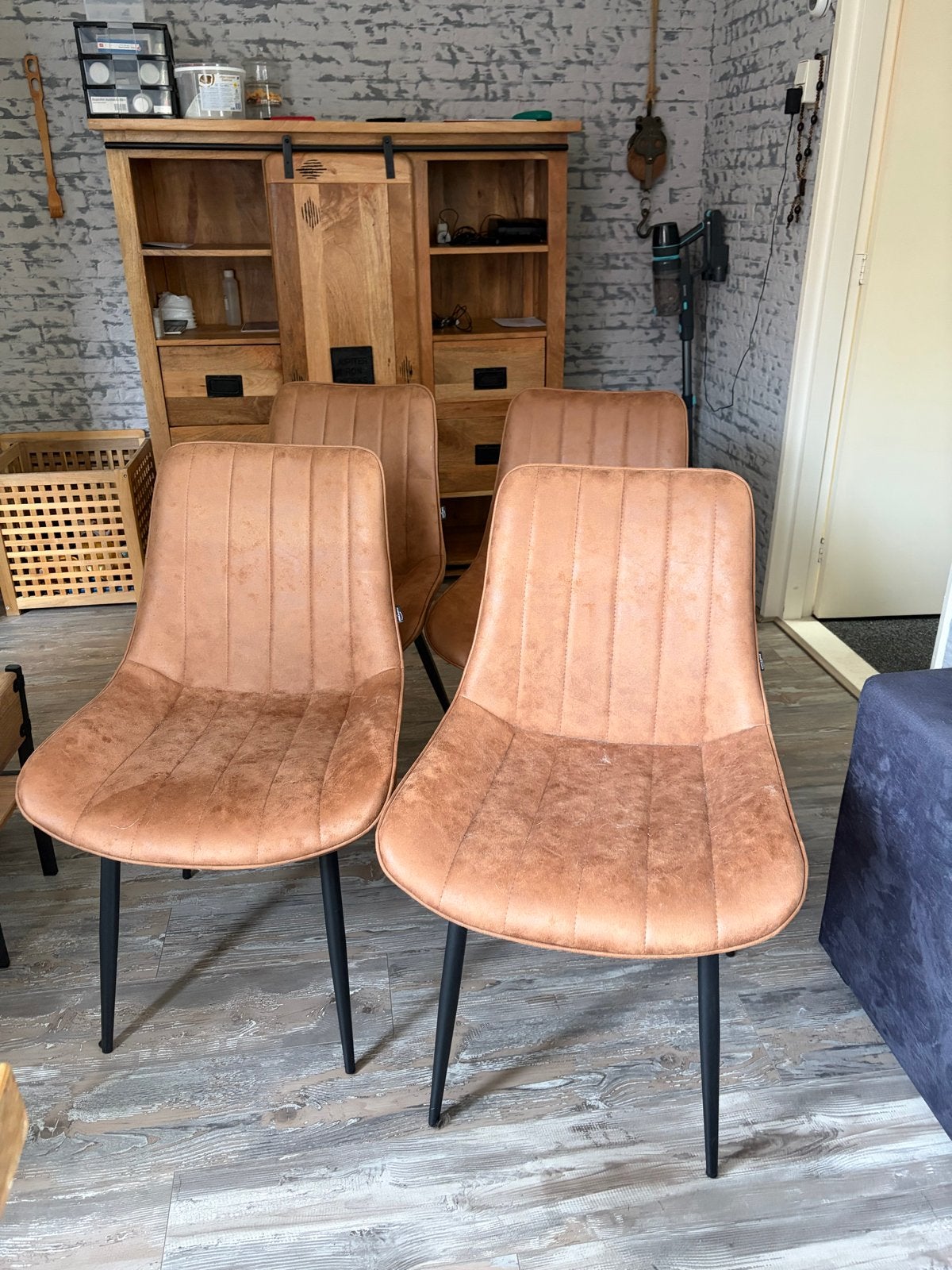 4 Golenis eetkamerstoelen - Zo goed als nieuw, Huis en Inrichting, Stoelen, Ophalen, Overige materialen, Bruin, Zo goed als nieuw