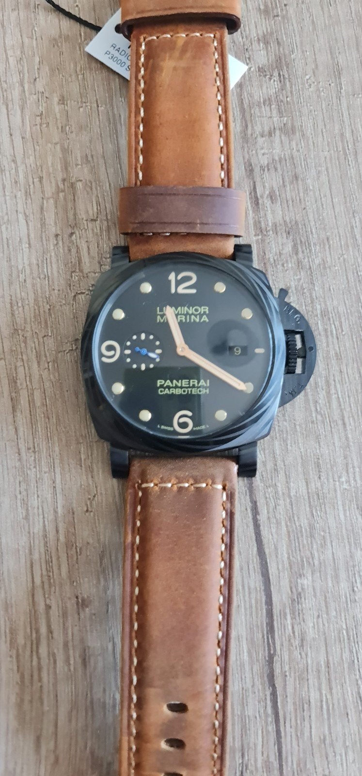 Panerai Luminor Marina Carbotech Horloge, Overige materialen, Leer, Rolex, Polshorloge