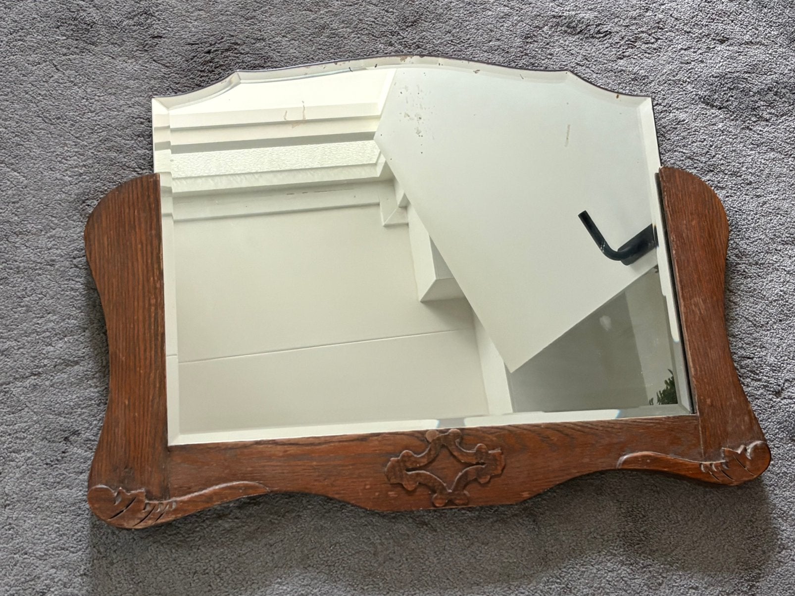 Antieke spiegel, Antiek en Kunst, Ophalen, Rechthoekig, Minder dan 50 cm