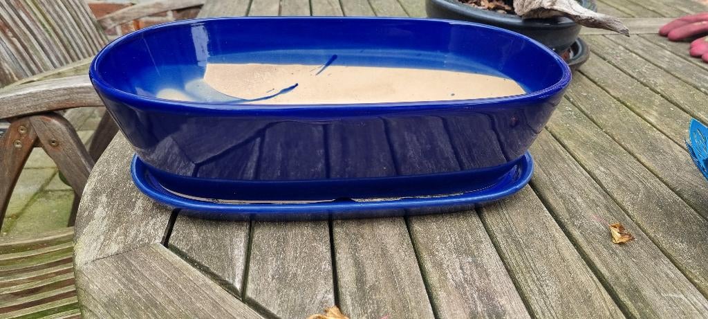 Blauwe grote bonsai schaal, Gebruikt, Ophalen of Verzenden, Overige vormen, Minder dan 40 cm