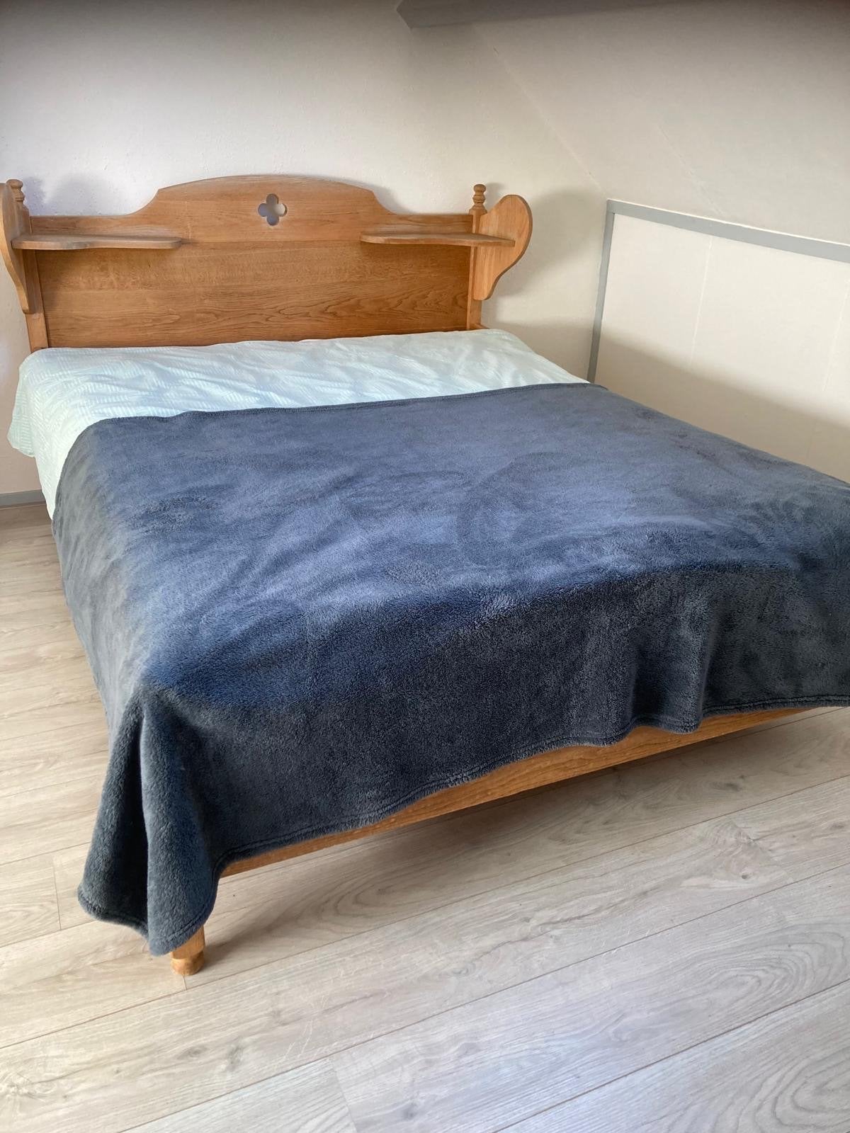 Massief eikenhout tweepersoonsbed met nachtkastjes, Ophalen, Gebruikt, Overige kleuren, Tweepersoons
