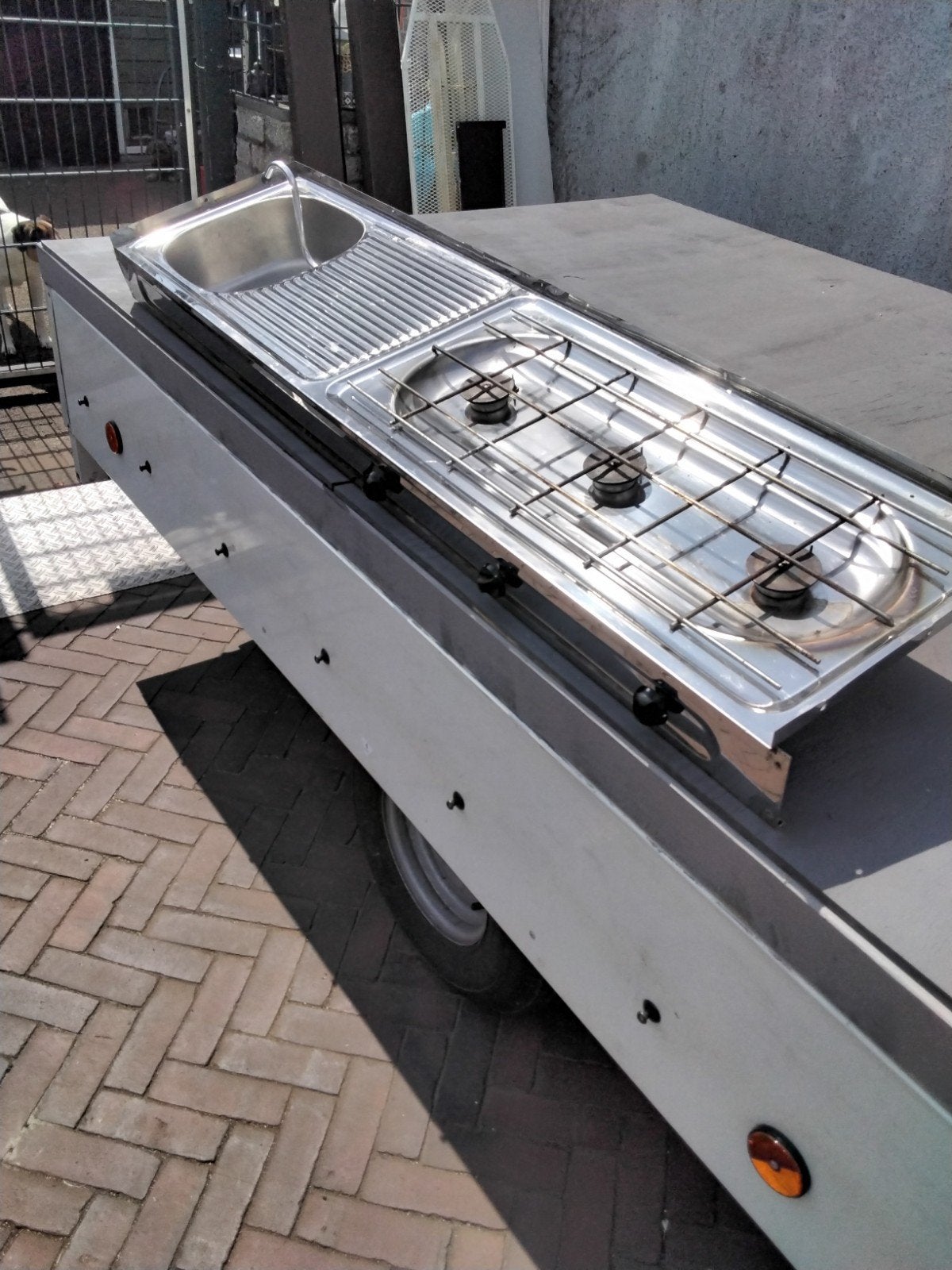 gasstel/wasbak rvs, Caravans en Kamperen, Ophalen, Gebruikt
