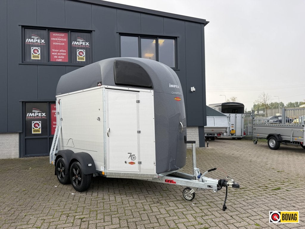 Bij Impex Bockmann Champion R 2-paards alu zadelk leigrijs, Nieuw, Aluminium, 2-paards trailer