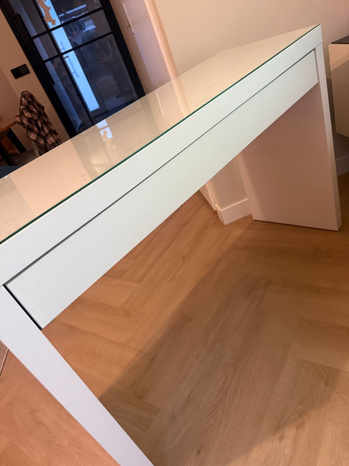 IKEA MALM Toilettafel/Kaptafel Wit met Glasplaat, Ophalen, Gebruikt, 100 tot 150 cm, Minder dan 100 cm