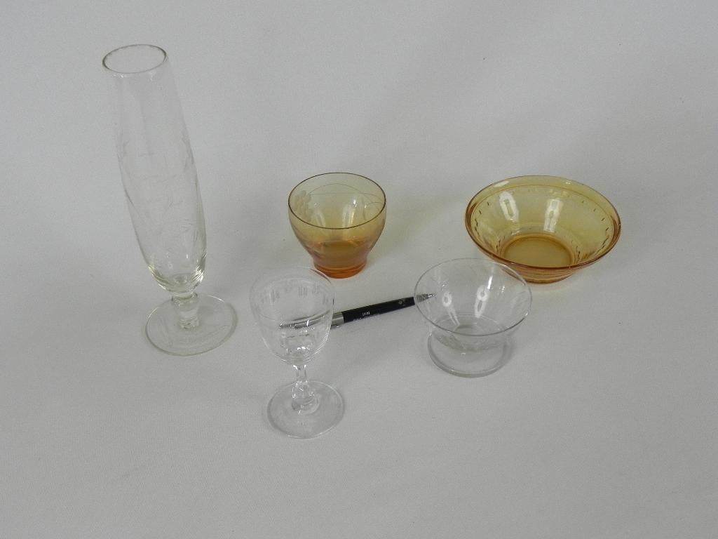 5 brocante jaren 30 glazen / schaaltjes, Ophalen of Verzenden