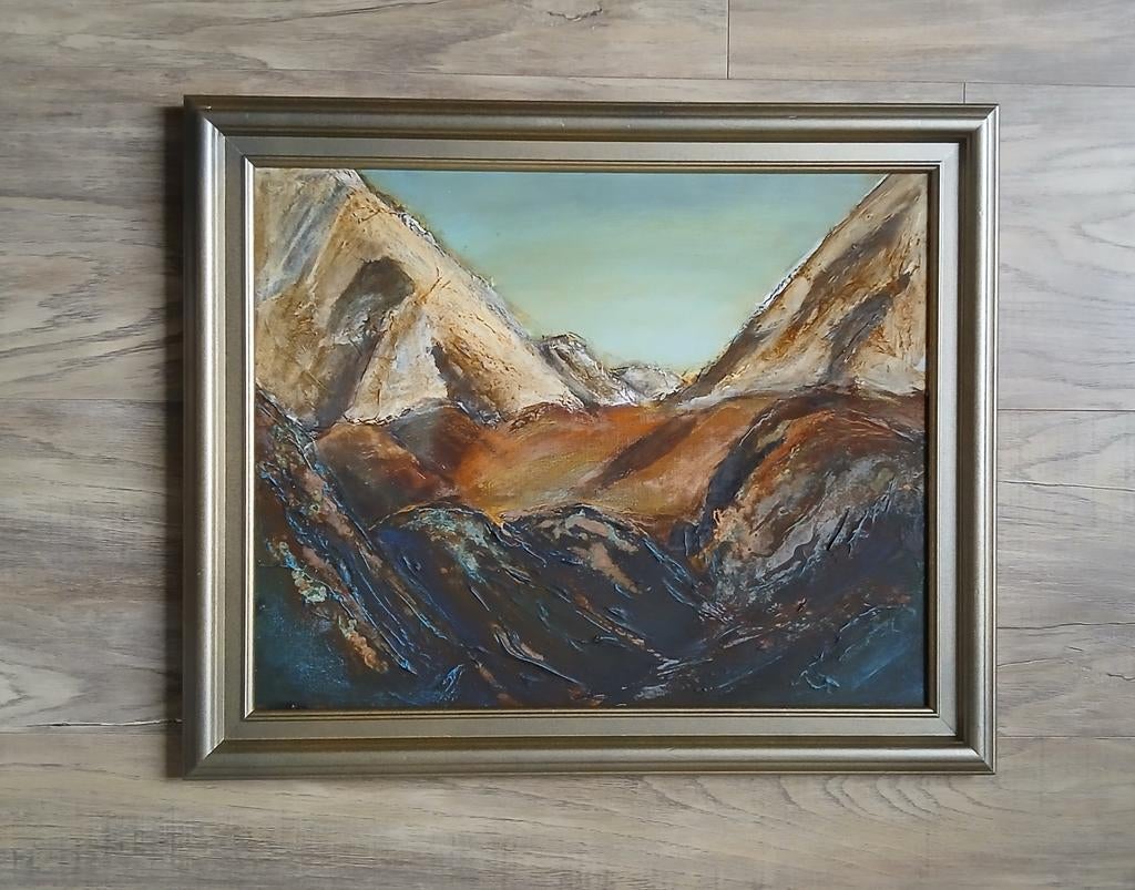 Schilderij # Berglandschap, Ophalen of Verzenden, Hout