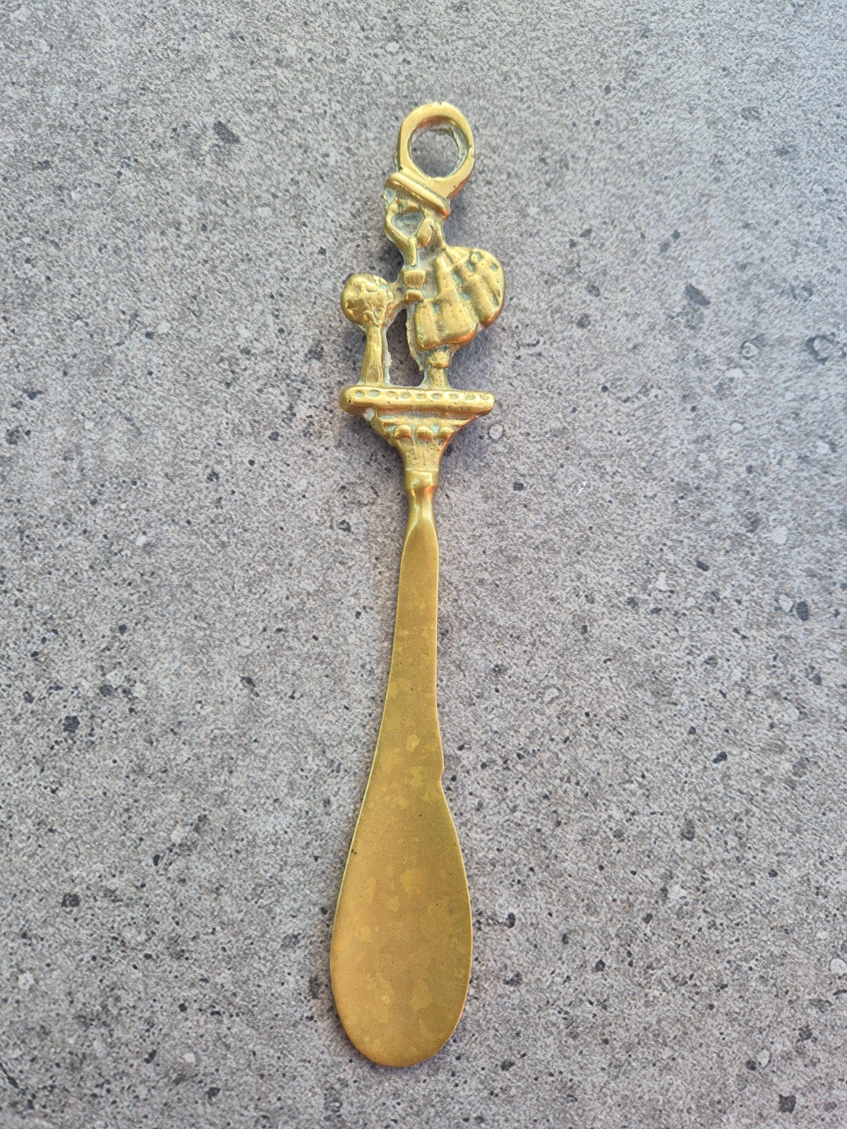 Antieke koperen schoenlepel met figuur, Ophalen of Verzenden