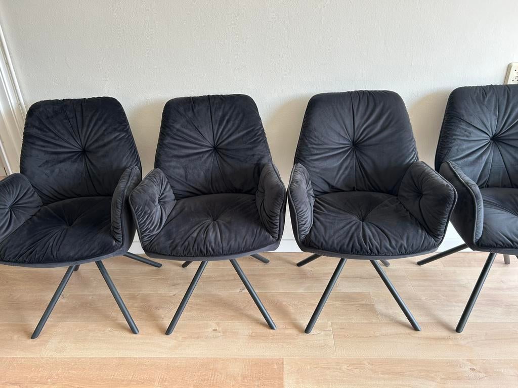 Eetkamerstoel Palma zwart 4x, Huis en Inrichting, Stoelen, Zwart, Ophalen of Verzenden, Zo goed als nieuw, Vier