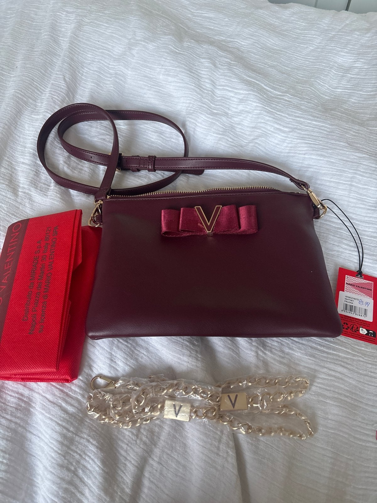 Valentino by Mario Valentino schoudertasje bordeauxrood, Ophalen of Verzenden, Nieuw, Overige kleuren, Schoudertasje