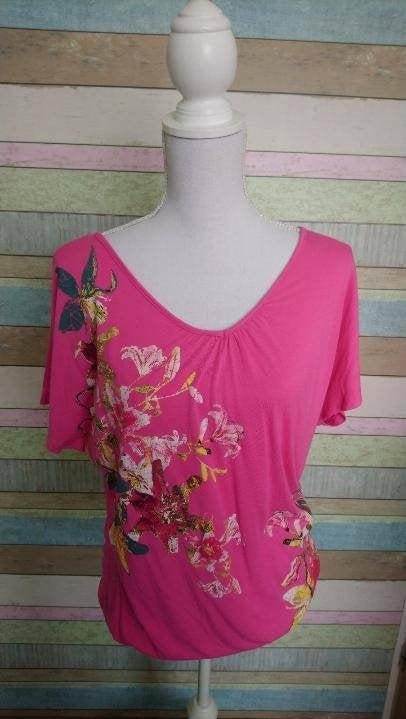 Top: Roze, gebloemde top – Yessica, maat L, Maat 42/44 (L), Ophalen of Verzenden, Zo goed als nieuw, Roze