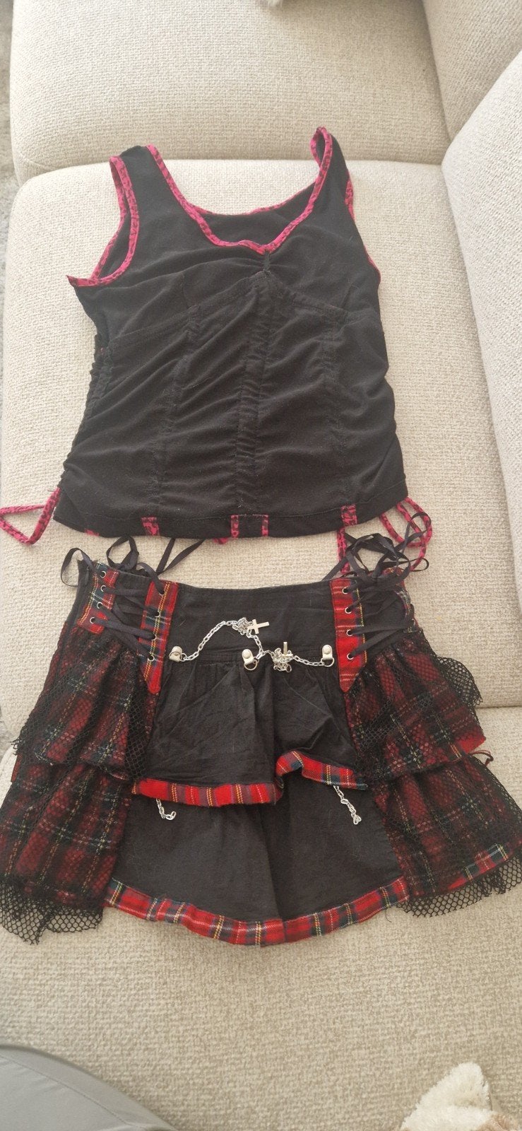 XS Punk Gothic Top en Rok Set - Maat M, Maat 38/40 (M), Zwart, Ophalen of Verzenden, Zo goed als nieuw