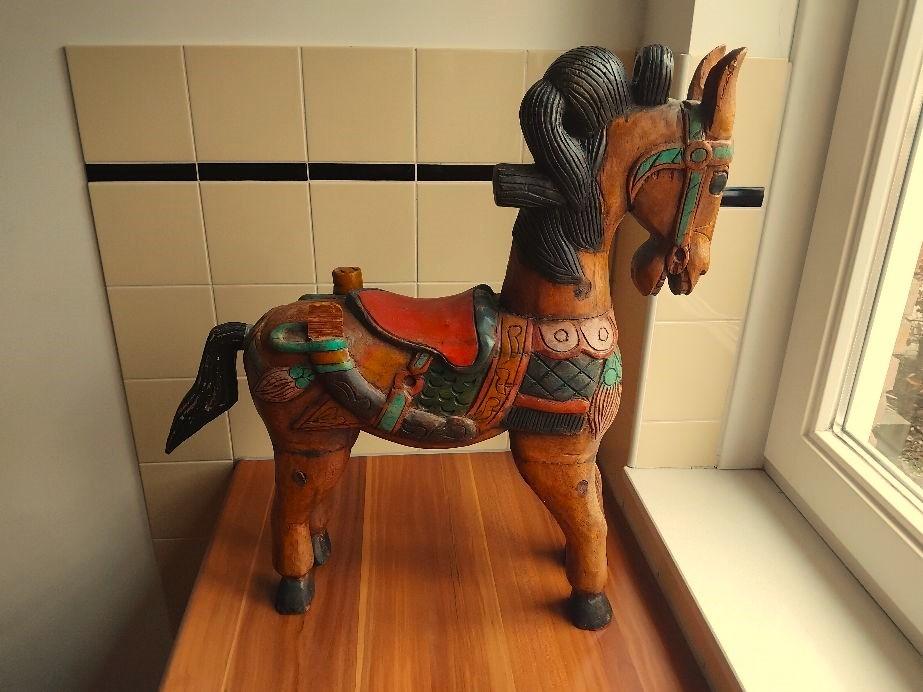 Houten kermispaard draaimolenpaard houten paard, Antiek en Kunst, Ophalen