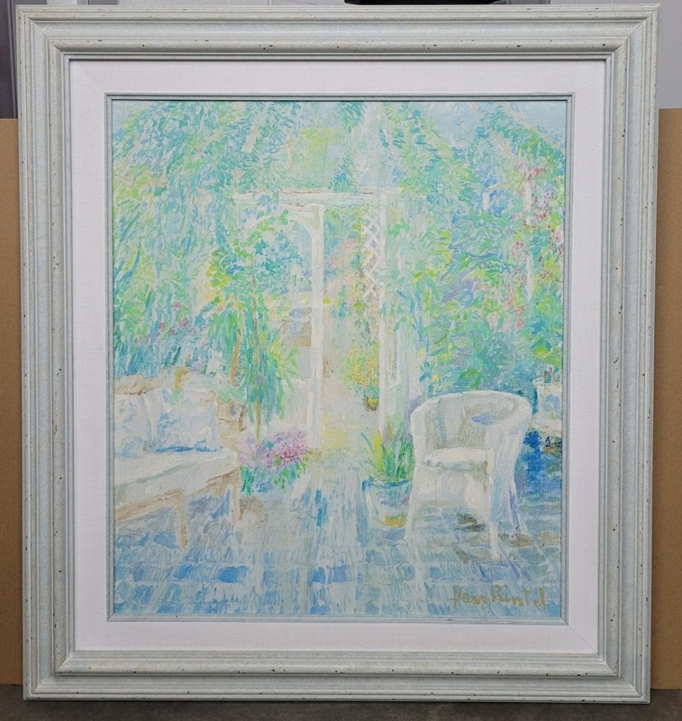 Theo VAN RINTEL, een zomers tuinterras, Antiek en Kunst, Kunst | Schilderijen | Klassiek, Ophalen
