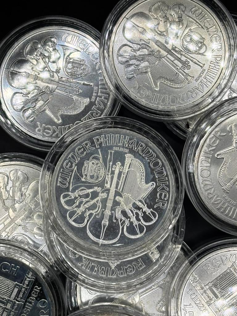 TOPPER - 13 stuks 1oz wiener philharmoniker zilveren munten, Postzegels en Munten, Ophalen of Verzenden, Zilver