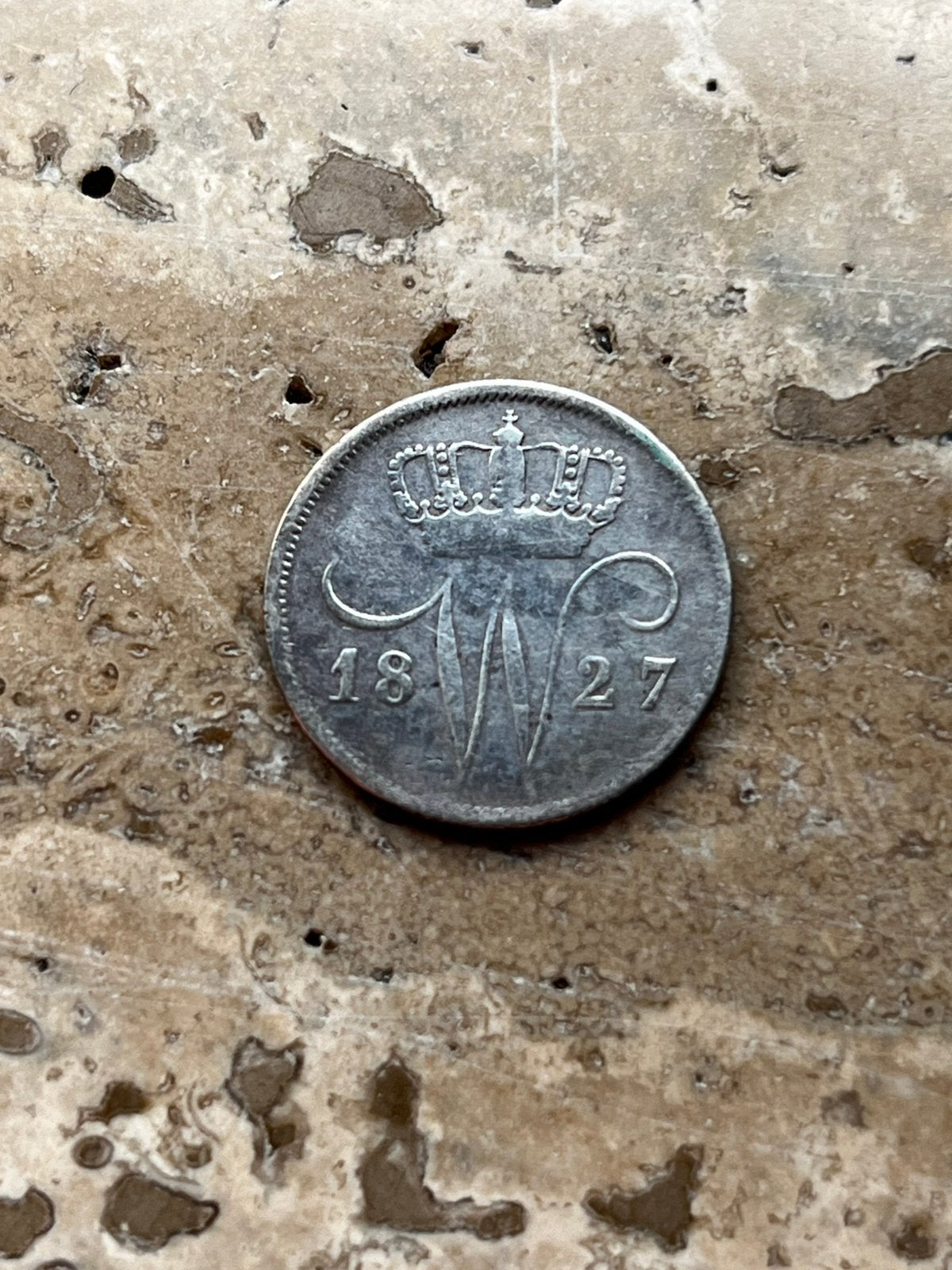 10 cent 1827 B Willem I, zeldzamer jaar, Zilver, Ophalen of Verzenden, 10 cent, Koning Willem I