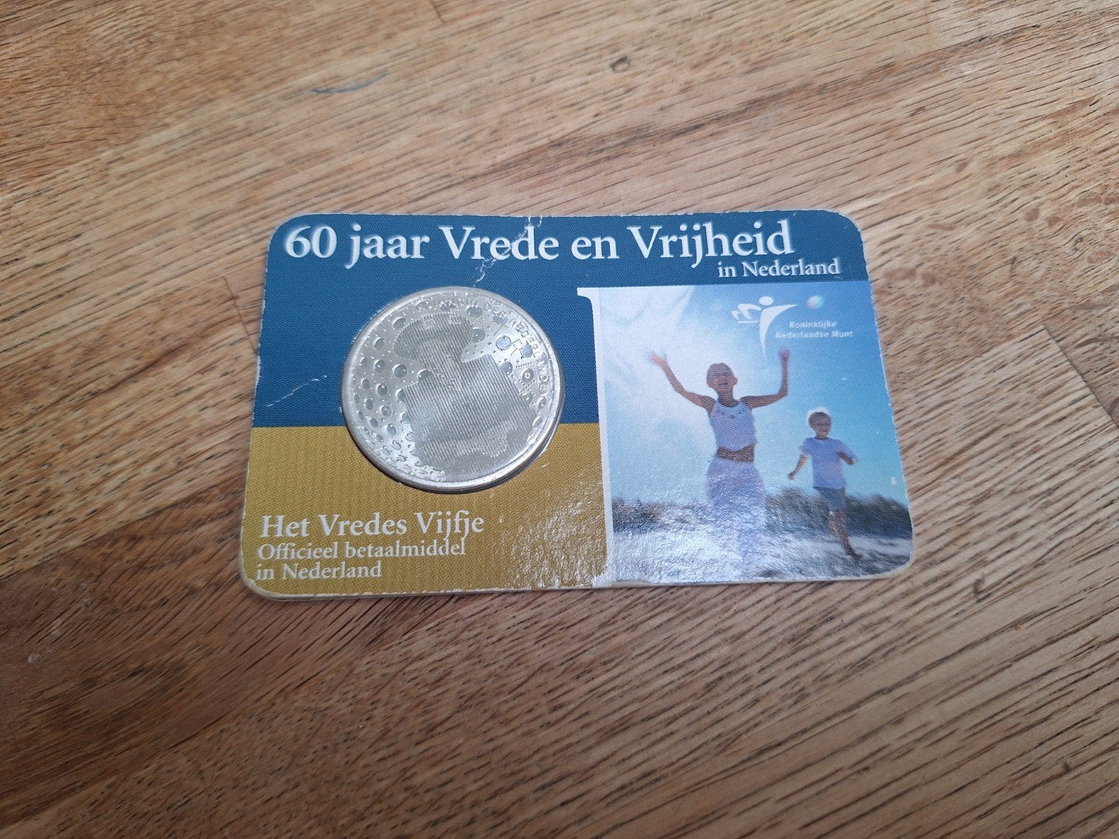 Zilveren Vredes Vijfje - 60 jaar Vrede en Vrijheid, Postzegels en Munten, Munten | Nederland, Koningin Beatrix, Zilver, Euro's
