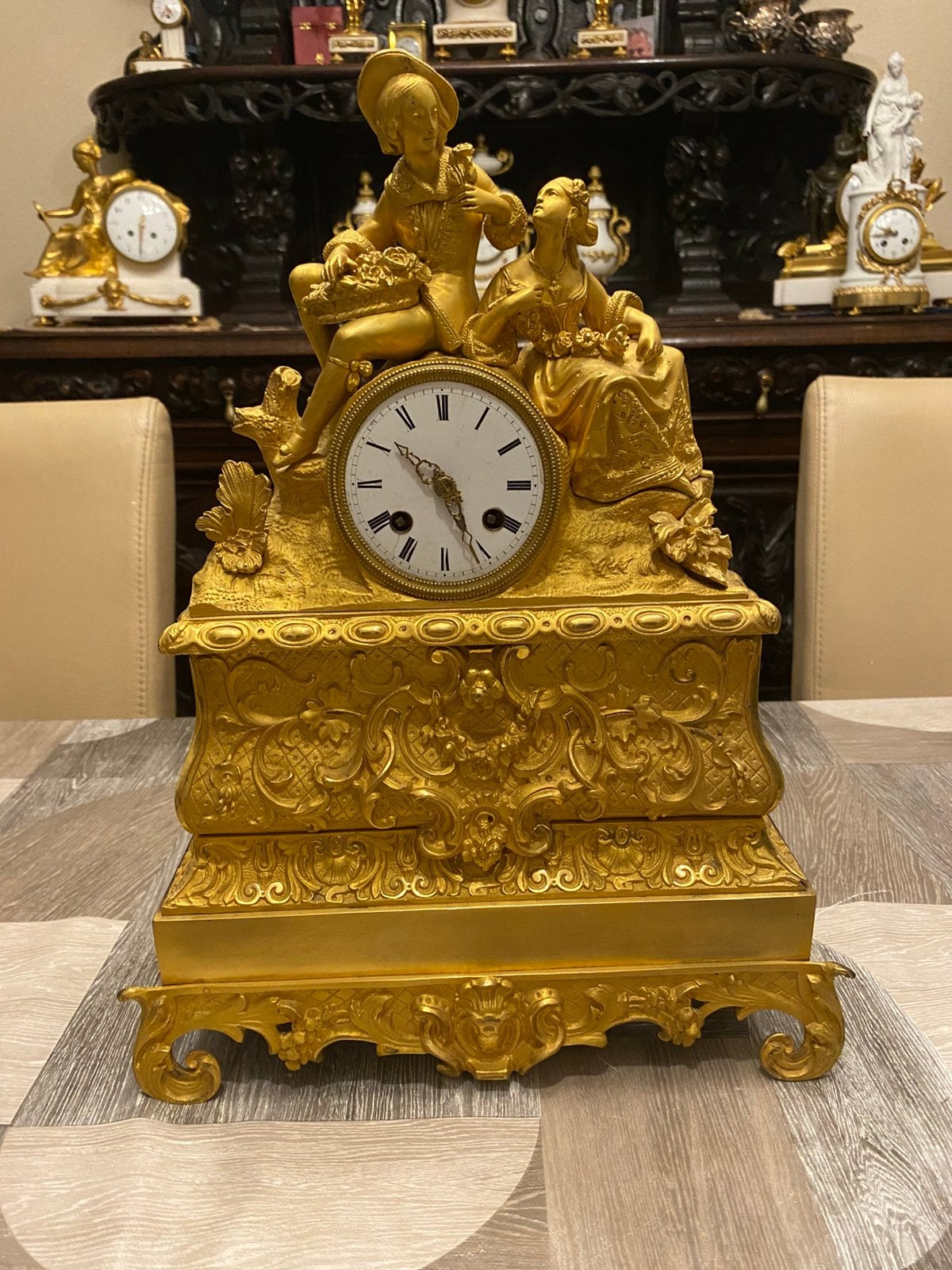 Mooie bronzen vuurvergulde empire klok, Antiek en Kunst, Antiek | Klokken, Ophalen of Verzenden