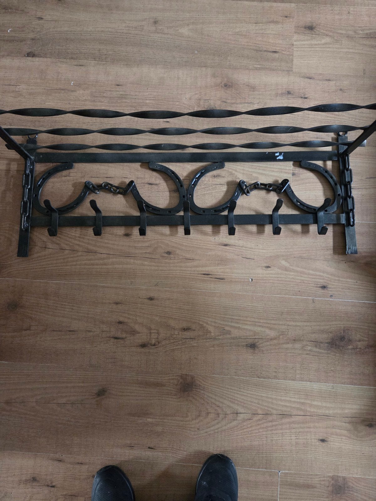 antieke kapstok met hoefijzers, Gebruikt, Minder dan 100 cm, Hout, Ophalen