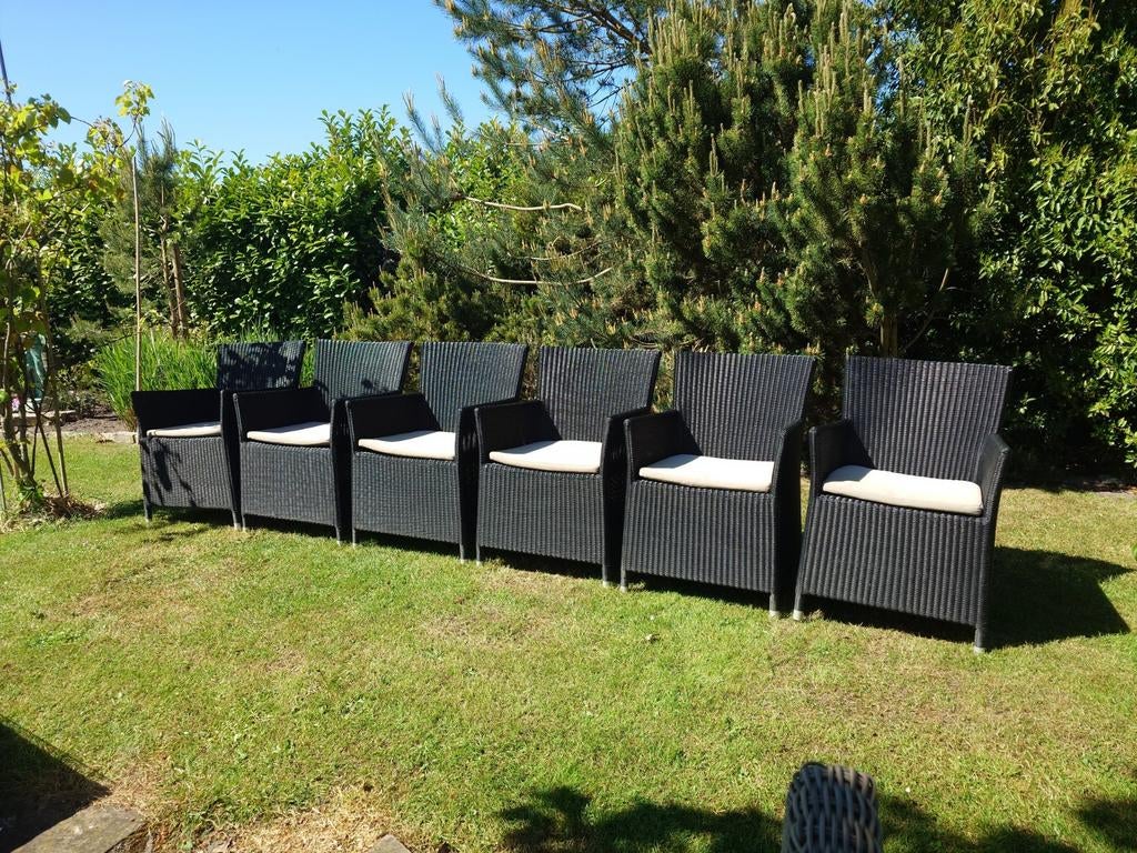 Set van 6 zwarte tuinstoelen Club Collection, Tuin en Terras, Ophalen of Verzenden