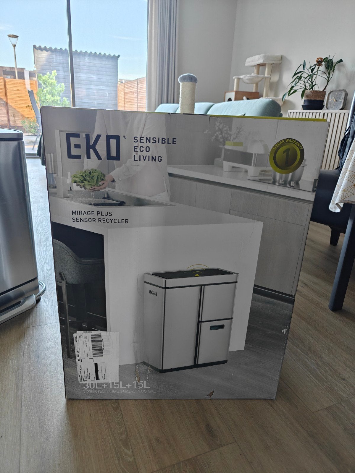 Prullenbak met sensor  EKO Mirage Plus. Nieuw, 40 liter of meer, Ophalen, Nieuw, Rvs
