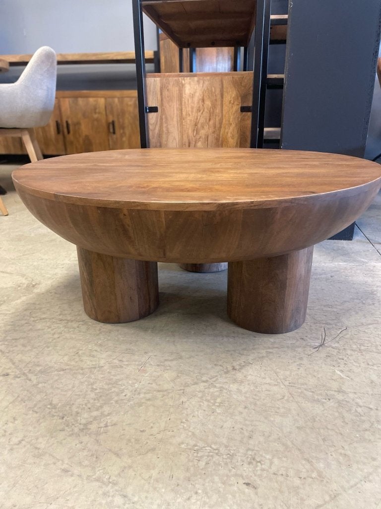LEEGVERKOOP SALONTAFEL ROND MANGO CHEFMEUBEL 389 ! VOORRAAD, Bruin, Nieuw, Ophalen of Verzenden, Modern