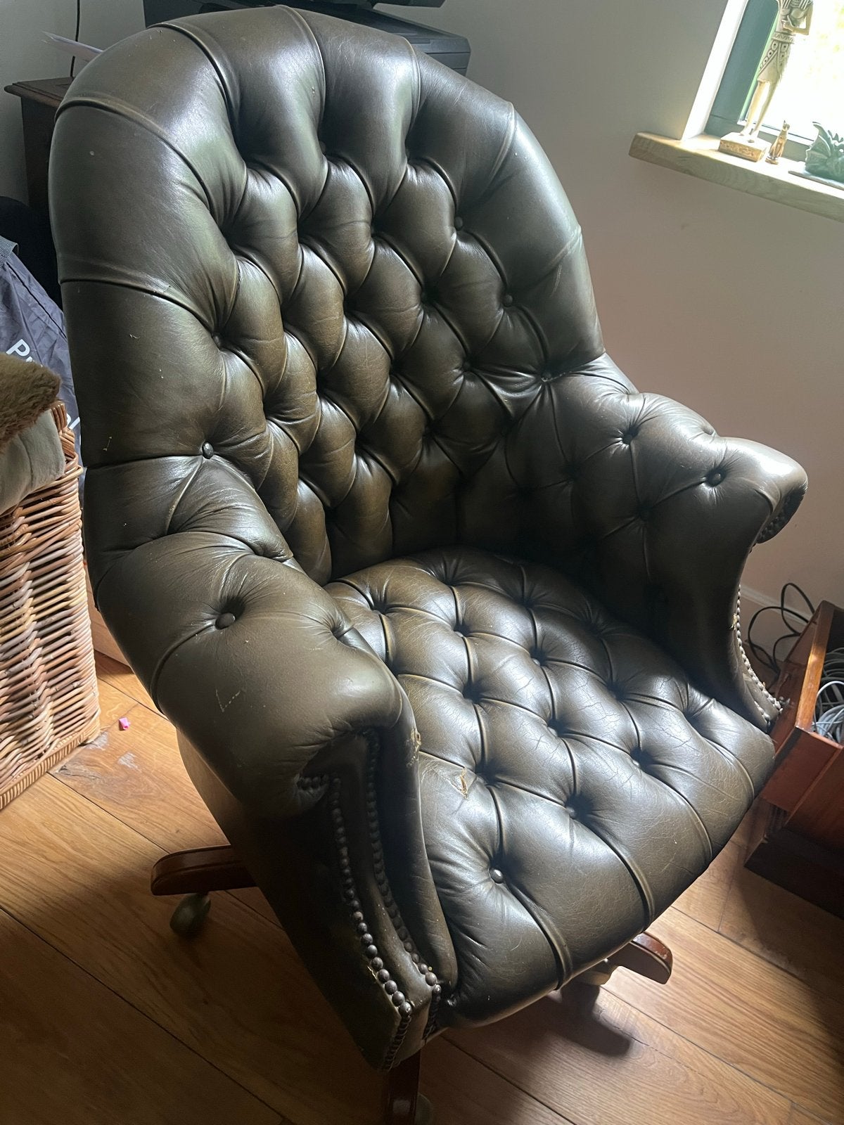Chesterfield Bureaustoel engelse directeurs stoel, Huis en Inrichting, Ophalen, Gebruikt, Bruin, Bureaustoel