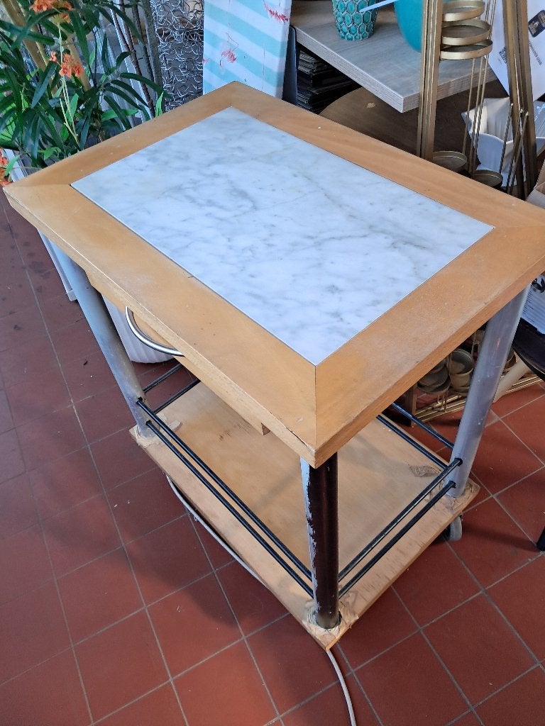 Keukentrolley bijzettafel met marmeren blad  CS27298, Ophalen, Gebruikt, Keukentrolley, Meerkleurig