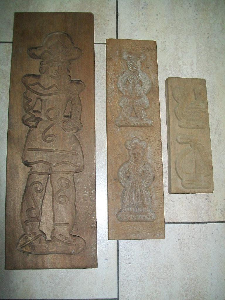 antiek curiosa speculaasvormen 3 orgineel 2 boterlammetjes, Ophalen of Verzenden