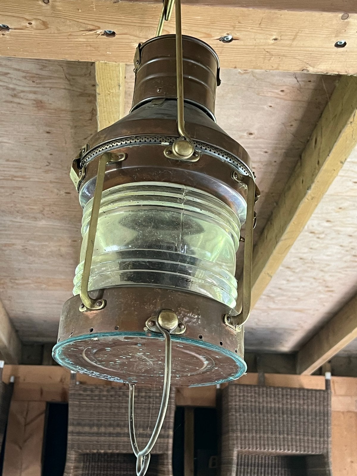 Antiek Koperen Ankerlicht - Jarenlang in Kroeg Gehangen, Ophalen of Verzenden