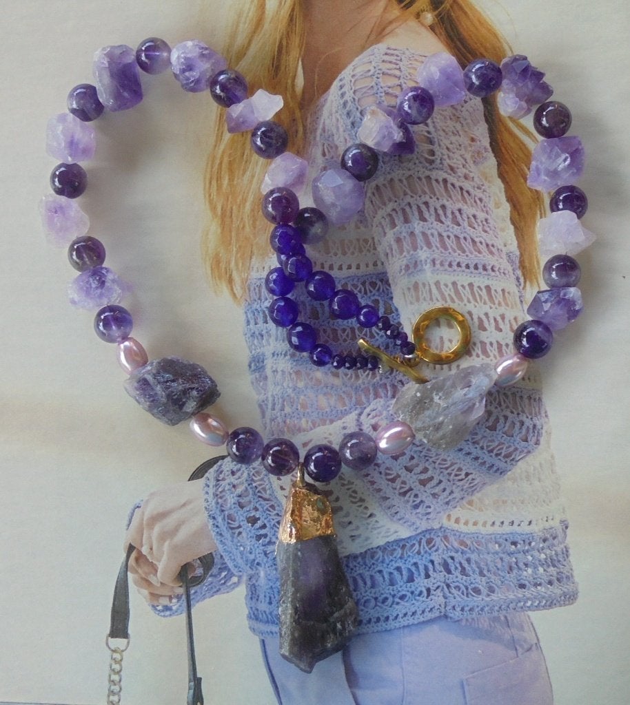 handwerk ketting, Verzenden, Paars, Nieuw, Steen of Mineraal