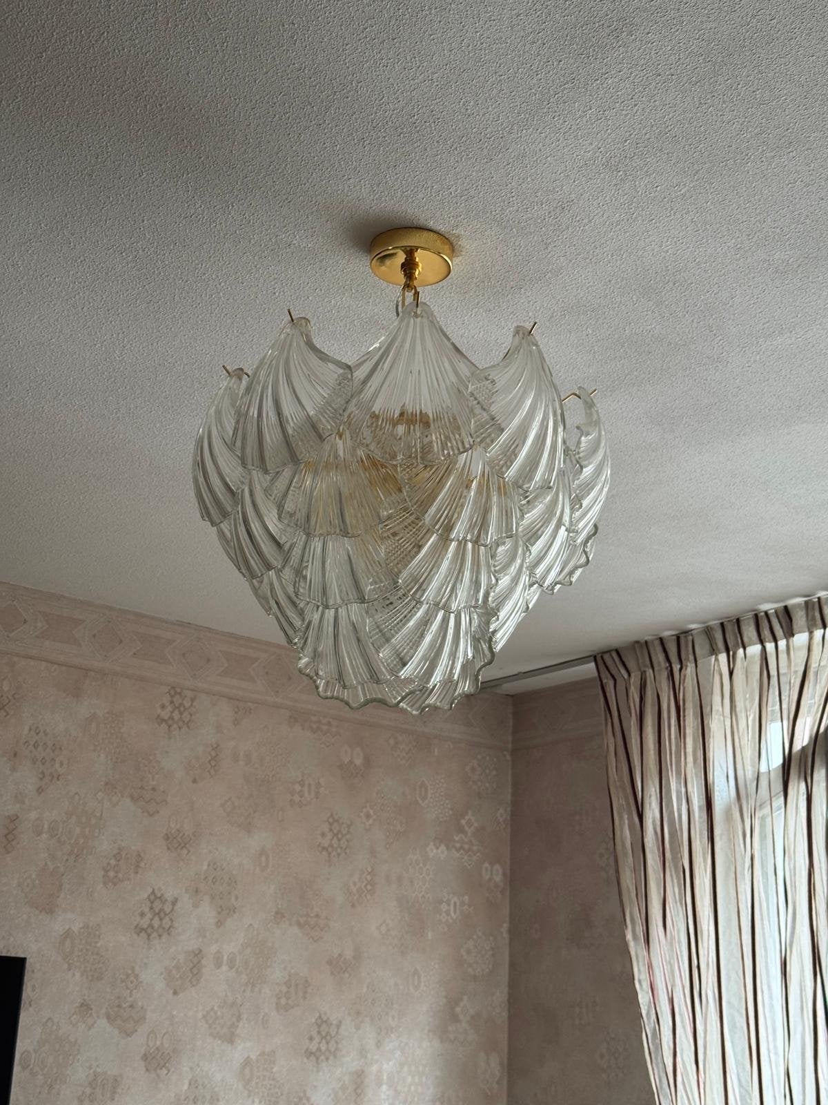 Hanglamp met Glazen Bladeren, Huis en Inrichting, Ophalen, Gebruikt, Glas