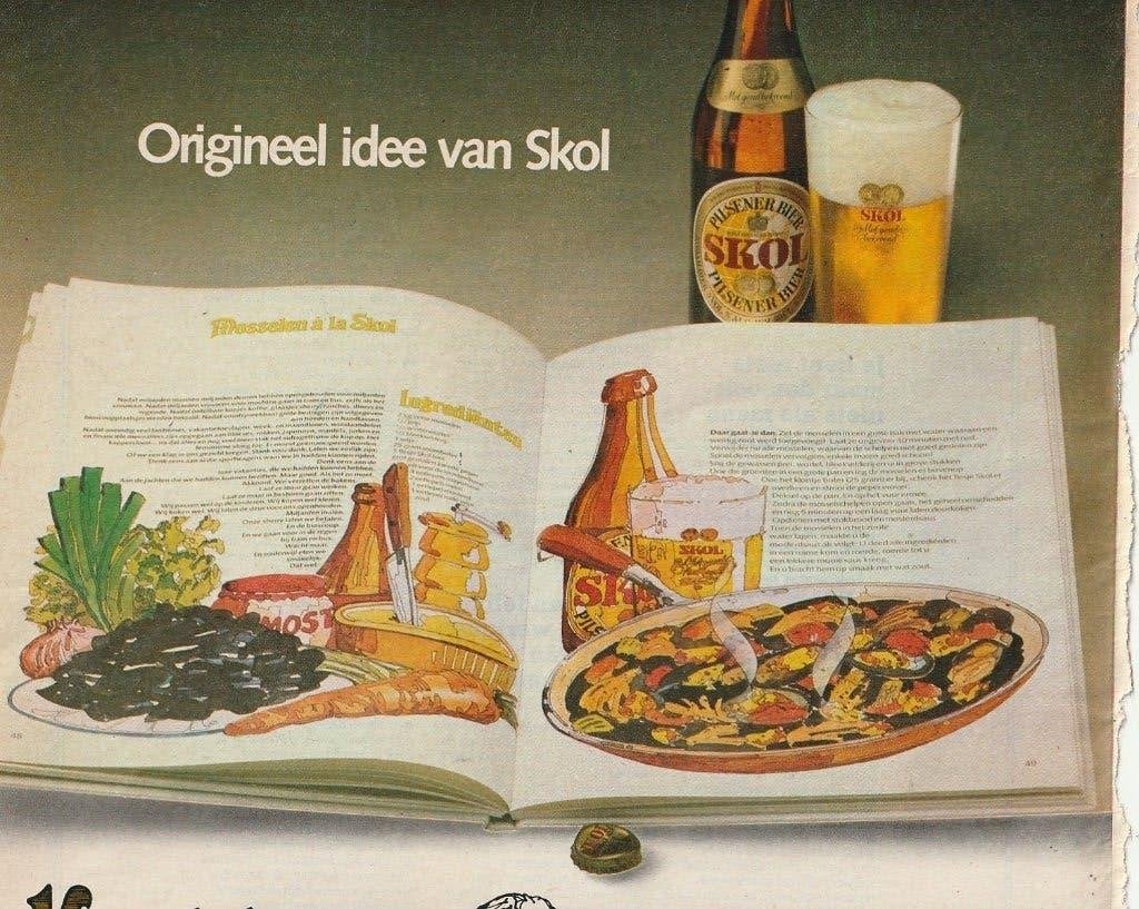 Retro reclame 1978 Skol bier kookboek voor kerels, Verzenden, Overige typen