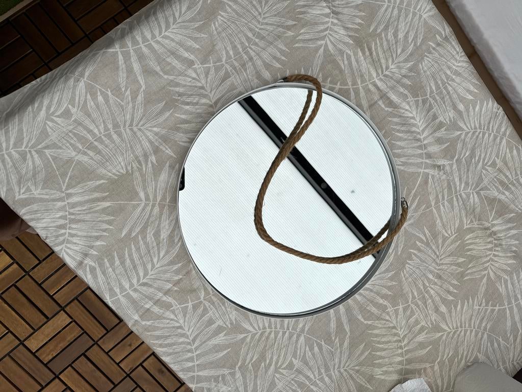 Ronde spiegel met touw, Ophalen, Minder dan 50 cm, Gebruikt, Rond
