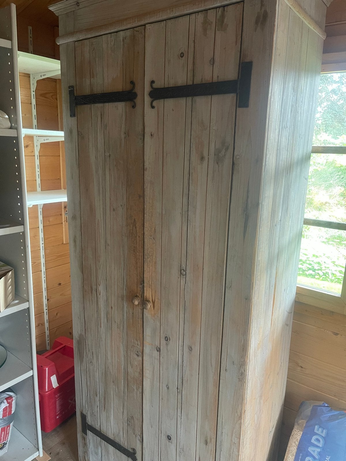 Grenen houten kast 75x40x190cm met veel opbergruimte, Gebruikt, 25 tot 50 cm, Met deur(en), 50 tot 100 cm