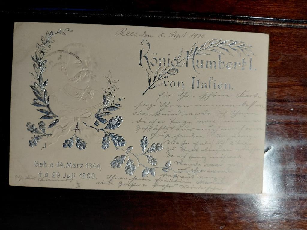 König Humberto 1 von Italien, Ophalen of Verzenden, Gebruikt, Kaart, Foto of Prent