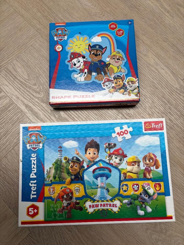 2 Paw Patrol puzzels 1x 100pcs + shape puzzle met 53pcs, Ophalen, Meer dan 50 stukjes