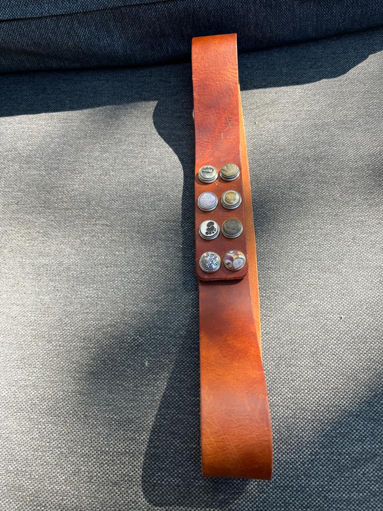 Cognac Vera Pelle riem met Noosa Amsterdam chunks (z.g.a.n.), Echt leder, Ophalen of Verzenden, Zo goed als nieuw, Bruin