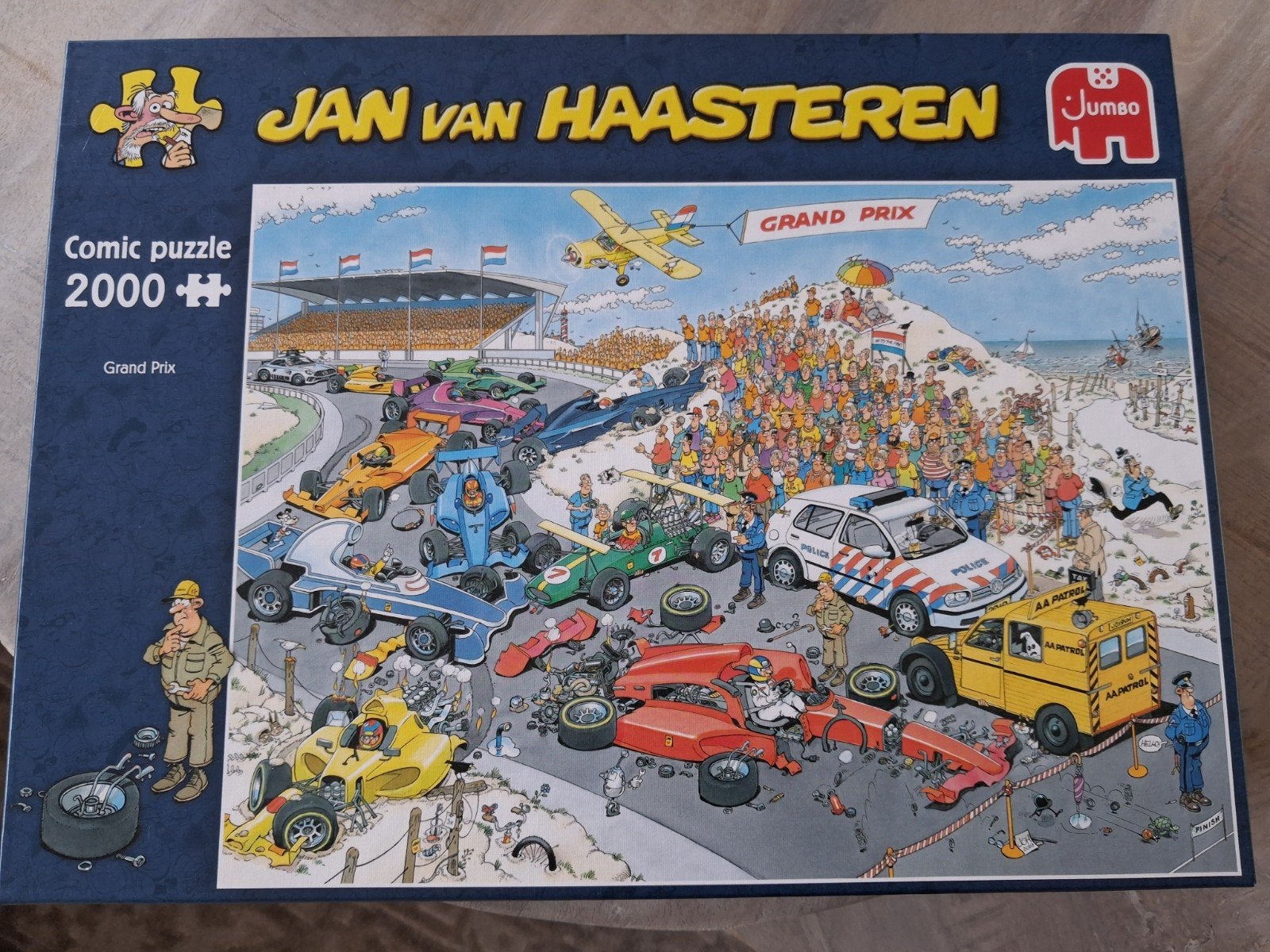 Jan van Haasteren legpuzzel Grand Prix 2000 stukjes, Ophalen of Verzenden, Meer dan 1500 stukjes, Zo goed als nieuw, Legpuzzel