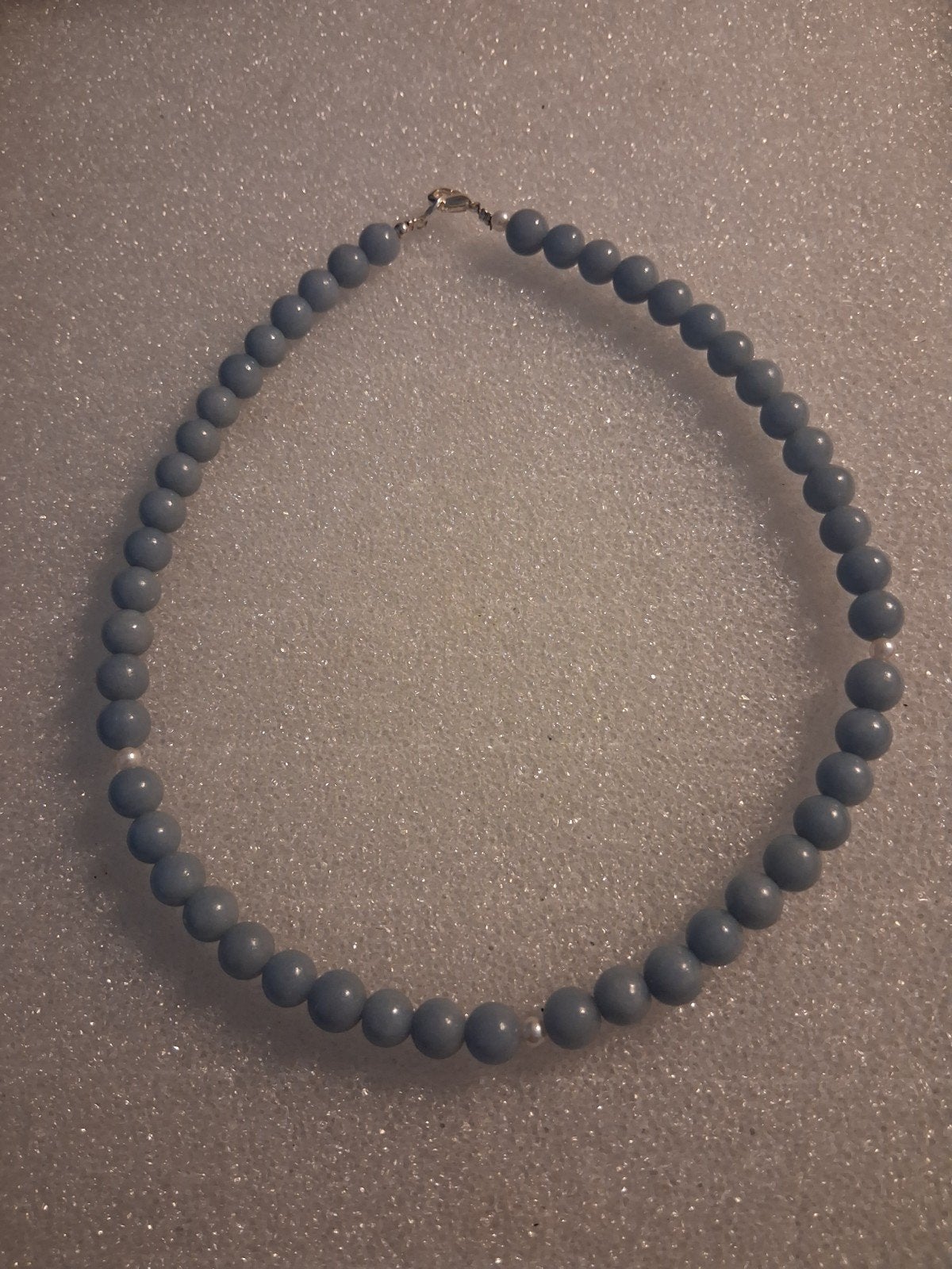 Aquamarijn ketting -- lengte 40 cm, Ophalen of Verzenden, Nieuw, Grijs, Overige materialen