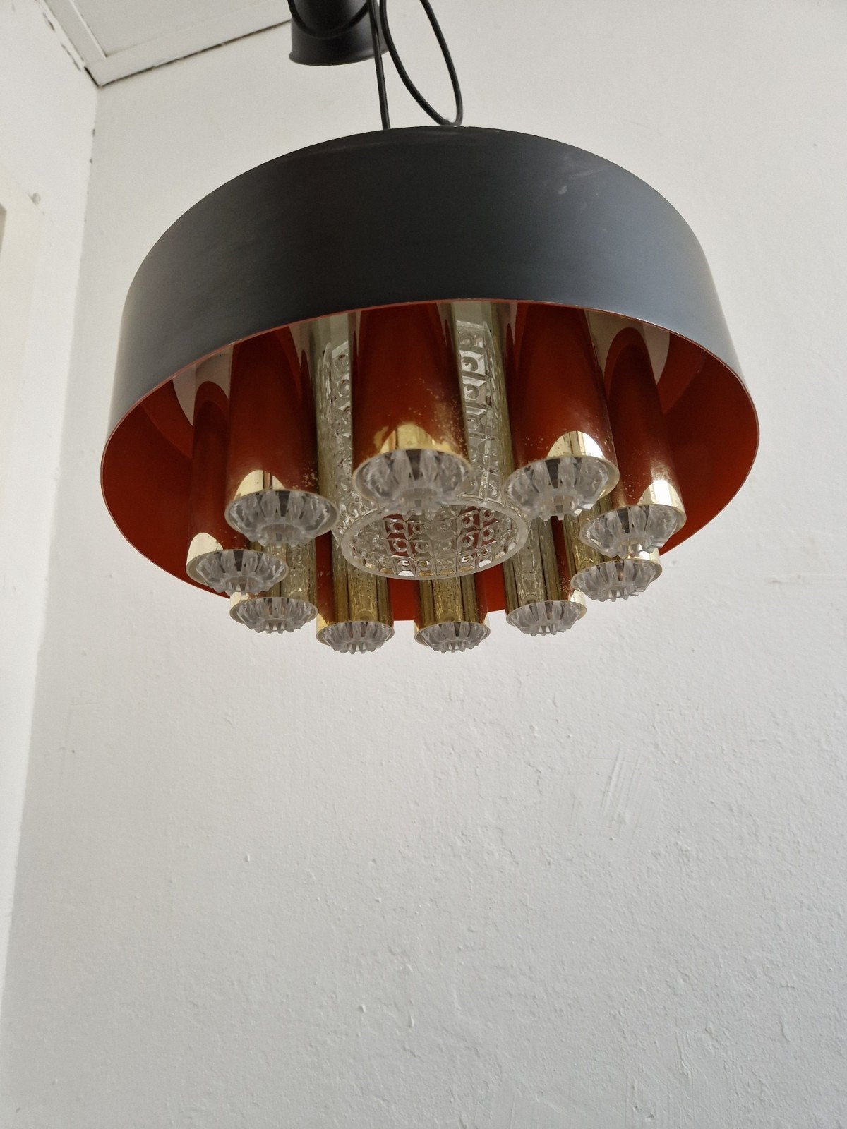 Vintage kroonluchter hanglamp Werner Schou Deens design, Ophalen of Verzenden