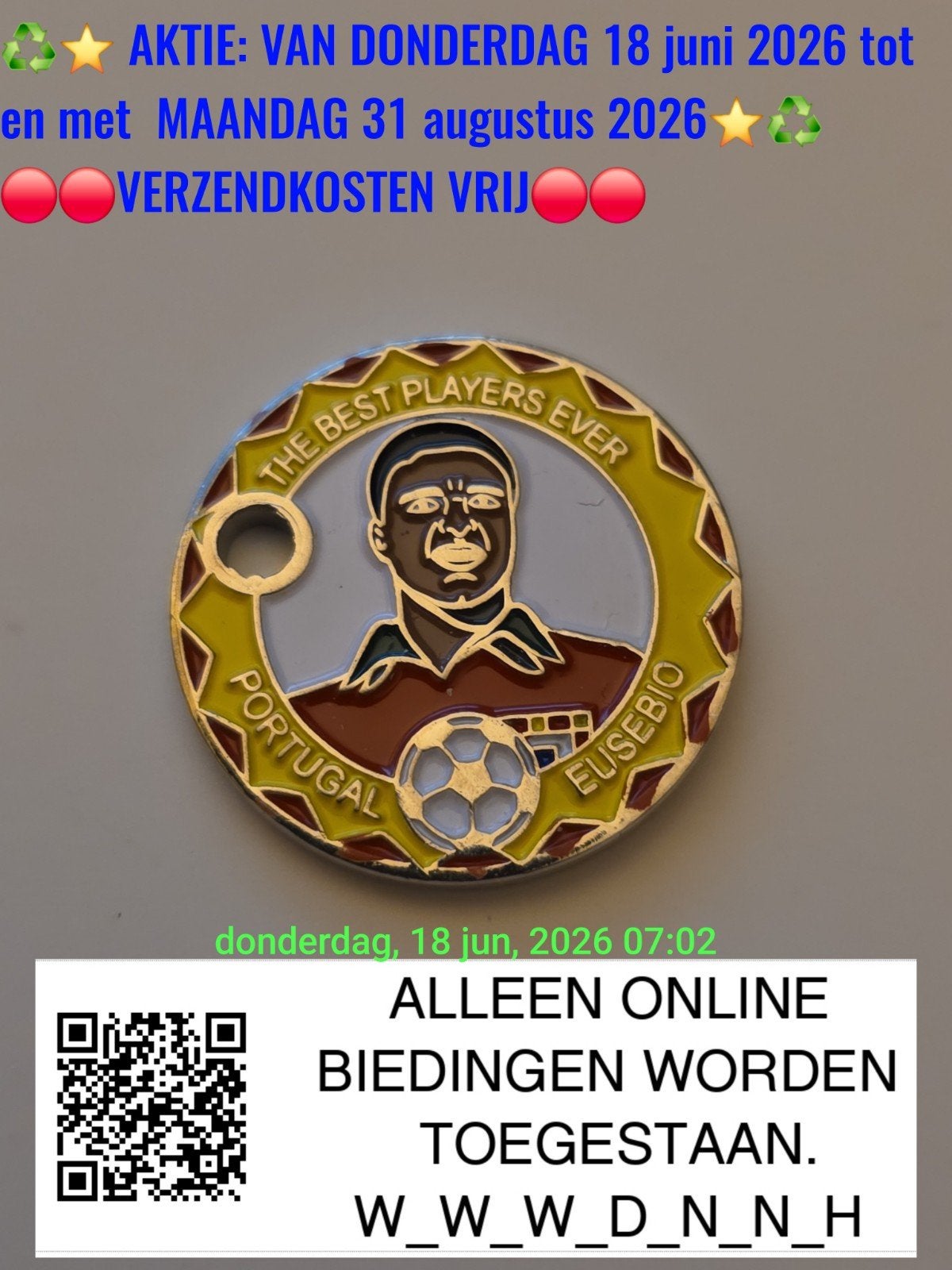 Eusebio Portugal: winkelwagenpenning, Verzenden