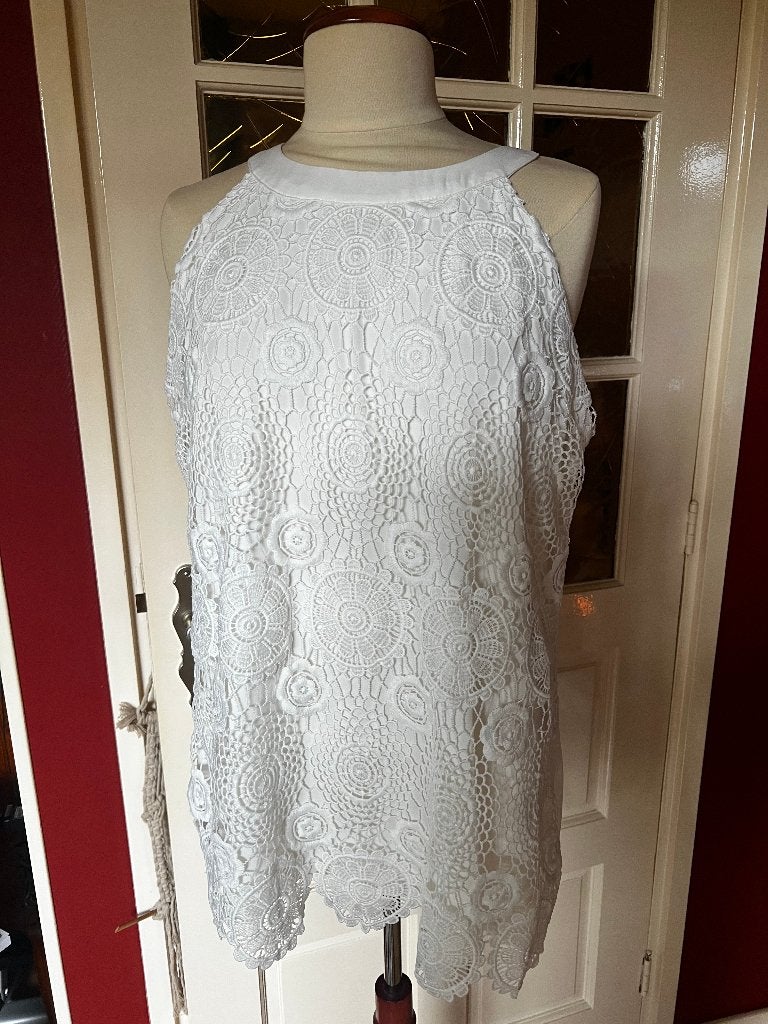 mooie top met kant, Kleding | Dames, Wit, Zo goed als nieuw, Zonder mouw, Ophalen