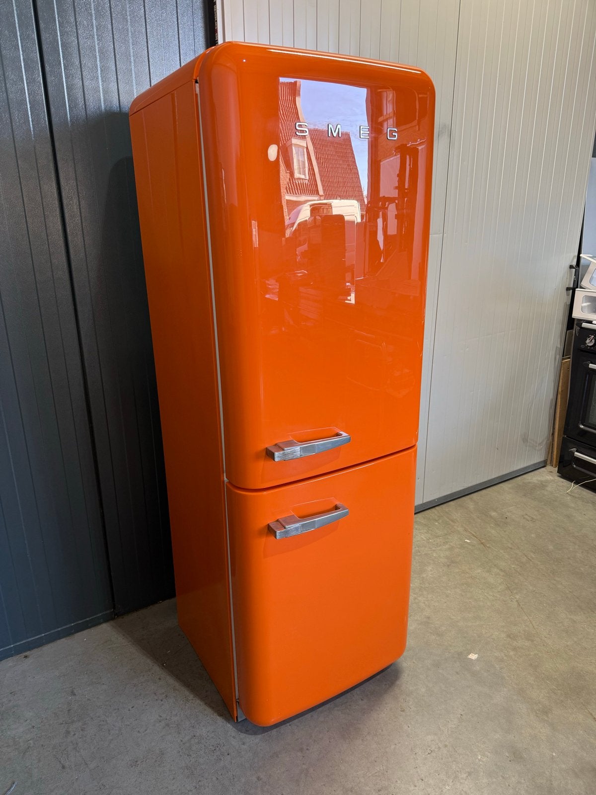 Smeg Koelkast met Aparte Vriezer - Oranje Retro Design, Witgoed en Apparatuur, Bella, 200 liter of meer, 60 cm of meer, Met aparte vriezer