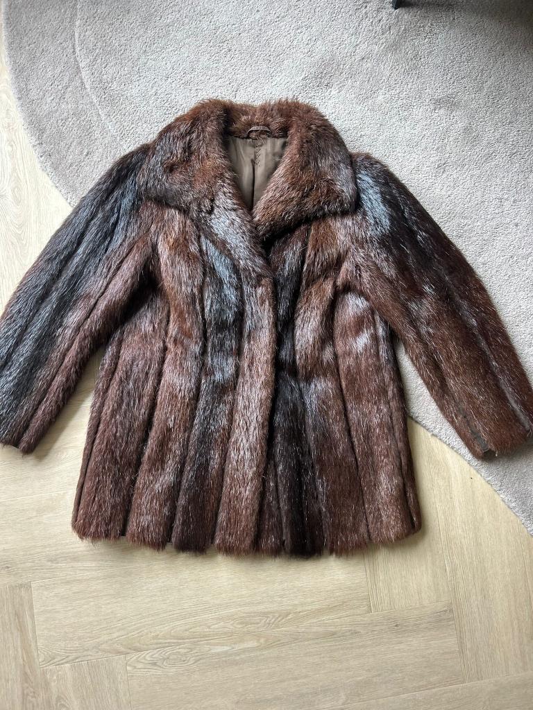 Vintage Dasco Bontjas Donkerbruin Maat S/M, Kleding | Dames, Maat 38/40 (M), Bruin, Dasco, Ophalen of Verzenden