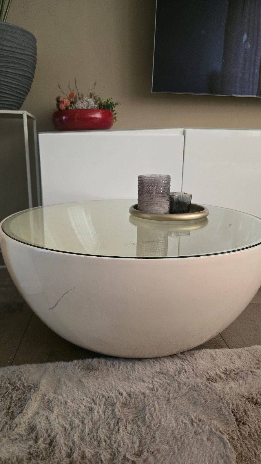 Stijlvolle Salon Tafel met Glazen Blad, Huis en Inrichting, Modern, Eigentijds, Gebruikt, 50 tot 100 cm, Rond